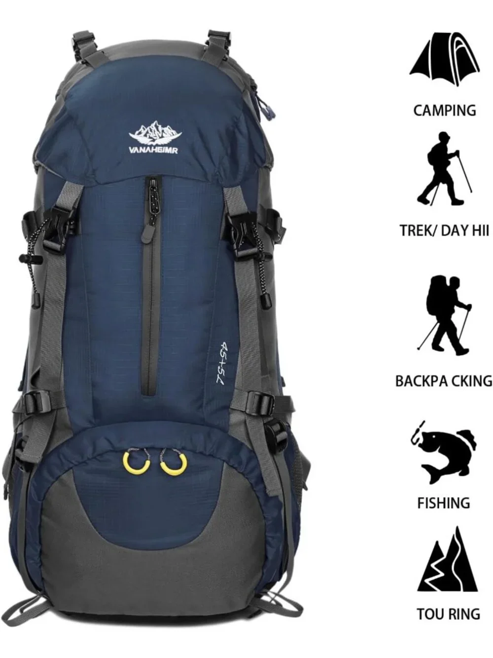 Lightweight 50L Hiking Backpack with Rain Cover - Men’s Camping & Travel Gear